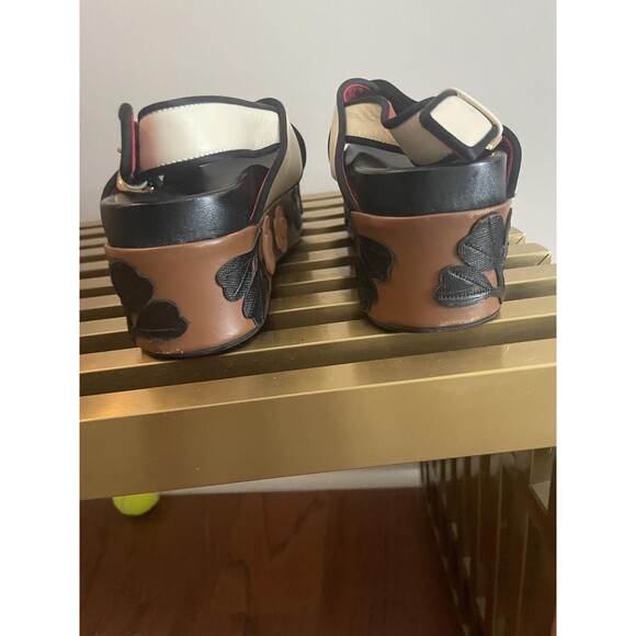 Marni White Leather Cross Strap Floral Platform Sandals Size 37 - Picture 5 of 8